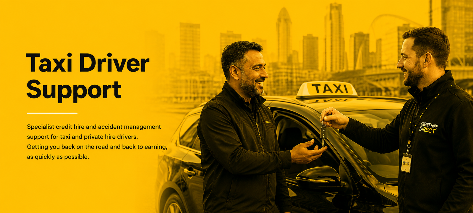Taxi driver receiving replacement vehicle keys